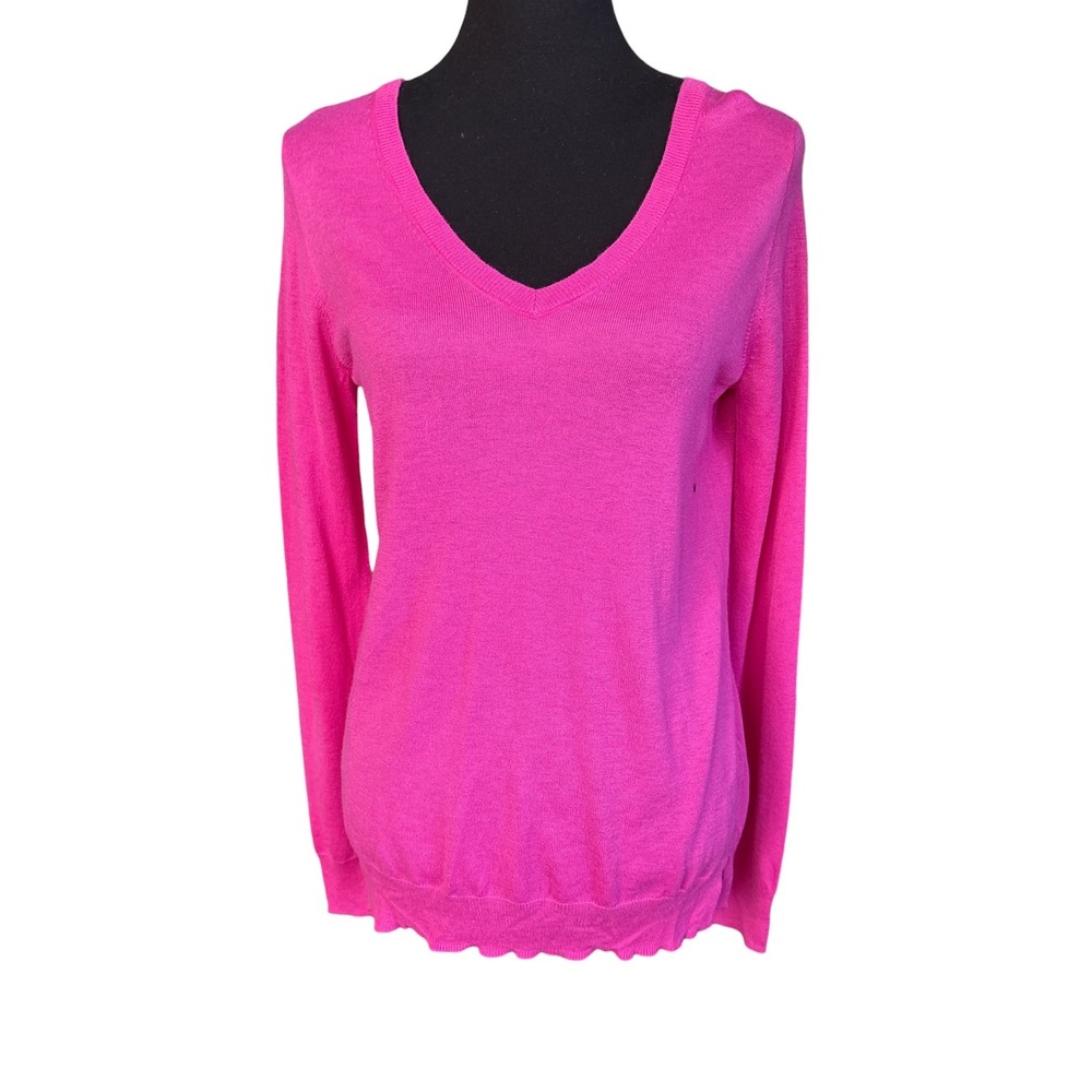 NWT The Limited Hot Pink V-Neck Wool Blend Sweater, Size Medium, Contemporary